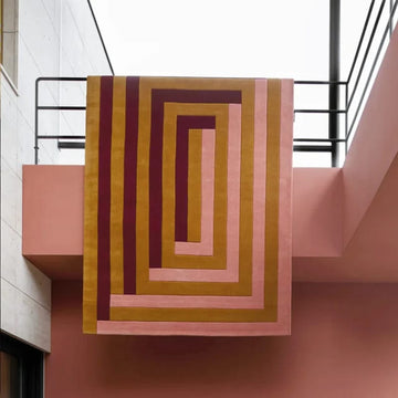 Luxury Modern Hand-Tufted Wool Area Rug with Architectural Step Pattern