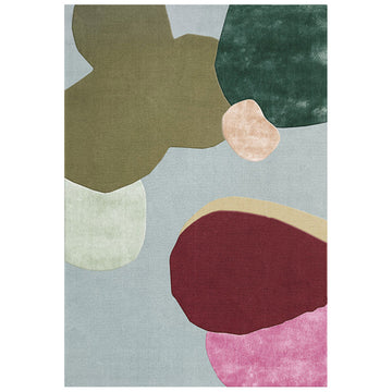 Designer Abstract Hand-Tufted Wool Area Rug with Modern Organic Color Palette