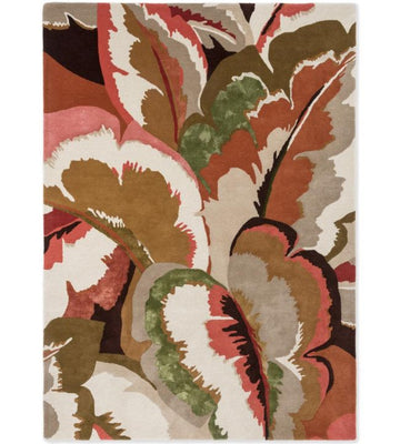 Luxury Hand-Tufted Wool Area Rug Featuring Organic Floral Forms and Earthy Tones