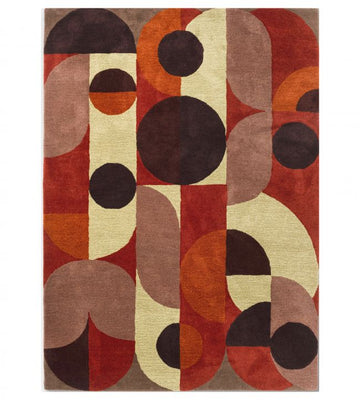 Luxury Hand-Tufted Wool Area Rug Featuring Modern Geometric Pattern and Earthy Tones