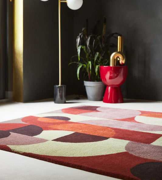 Luxury Hand-Tufted Wool Area Rug Featuring Modern Geometric Pattern and Earthy Tones