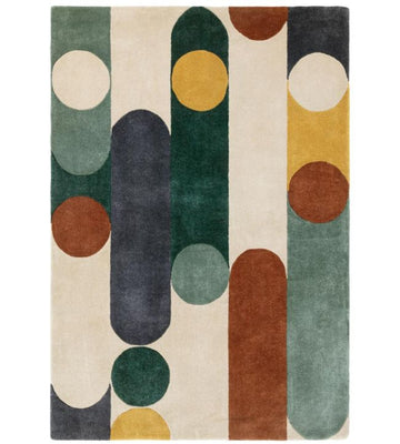 Premium Abstract Geometric Hand-Tufted Wool Area Rug with Balanced Mid-Century Aesthetic