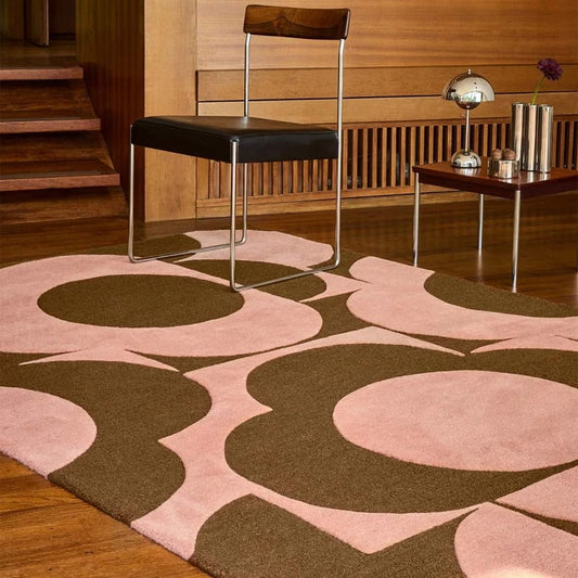 Luxury Retro-Inspired Geometric Circle Hand-Tufted Wool Statement Rug