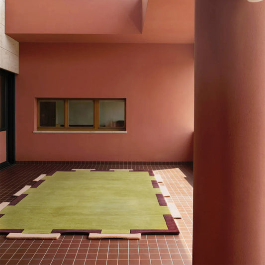 Luxury Minimalist Hand-Tufted Wool Area Rug with Sculptural Stepped Edges