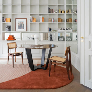 Modern Abstract Hand-Tufted Wool Area Rug Featuring Soft Arches and Color Blocking