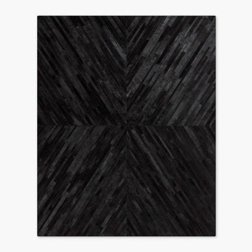Modern Naho Patchwork Black Cowhide Leather Rug for Bedroom & Office