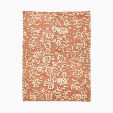 Artisan Handwoven Jute Rug – Flatweave Floral Pattern in Warm Terracotta Tones