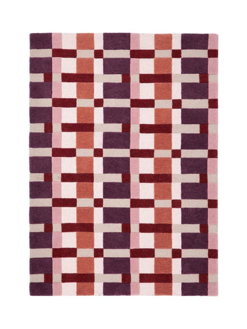 Premium Hand-Tufted Wool Area Rug with Modern Grid Geometry and Elegant Color Blocking