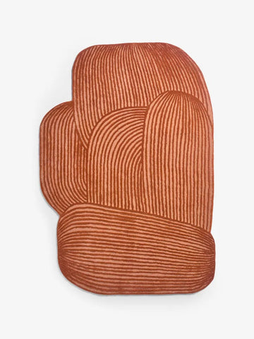 Contemporary Handmade Wool Rug with Flowing Linear Texture and Artistic Organic Shape