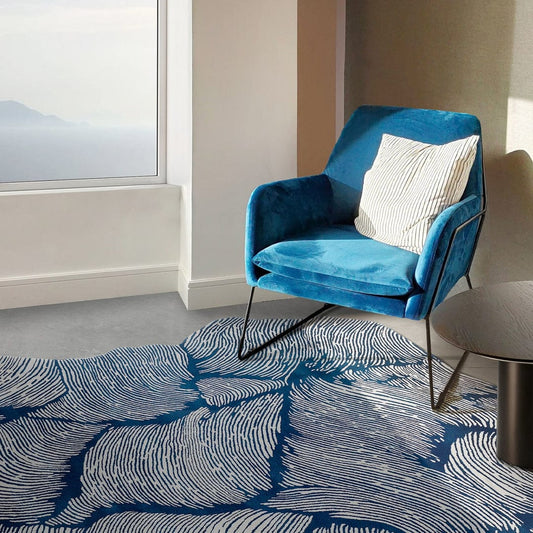 Premium Hand Tufted Abstract Line Art Rug Organic Rock Modern Statement Rug for Contemporary Home Design