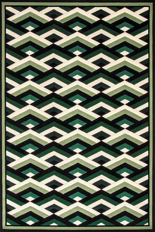 Contemporary Hand Tufted Geometric Pattern Area Rug Zigzag Design , Modern Wool Rug for Designer Interior Decor