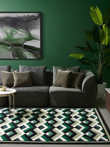 Contemporary Hand Tufted Geometric Pattern Area Rug Zigzag Design , Modern Wool Rug for Designer Interior Decor