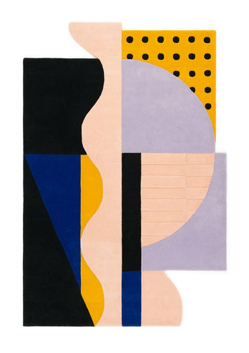 Luxury Hand Tufted Abstract Geometric Rug Block Shapes Dotted Pattern Premium Wool Rug Modern Home Decor