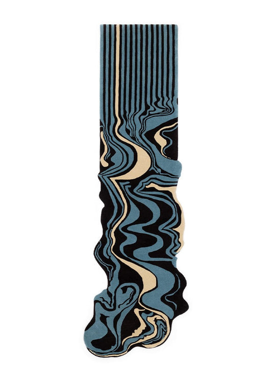 Artistic Hand Tufted Abstract Wave Pattern Runner Rug Vertical Stripe Design Luxury Hallway and Living Space