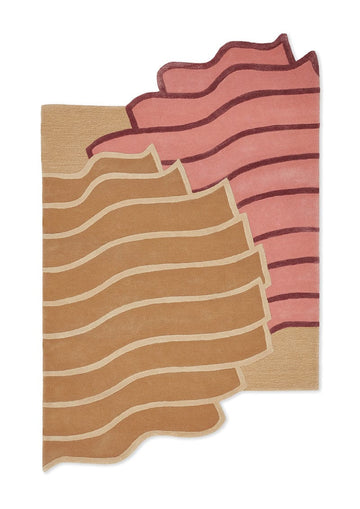 Designer Handmade Abstract Wave Rug with Organic Layered Shape Minimalist Interior Design