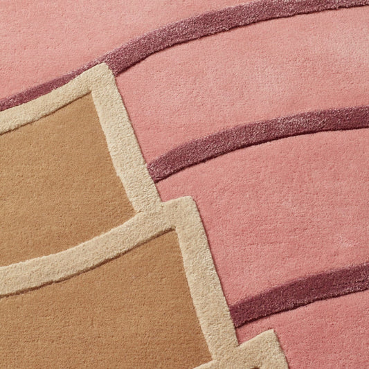 Designer Handmade Abstract Wave Rug with Organic Layered Shape Minimalist Interior Design
