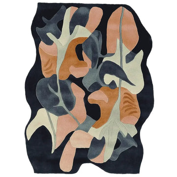 Hand Tufted Abstract Botanical Pattern Rug Sculpted Shape Rug for Living Room and Home Decor