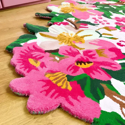 Premium Hand Tufted Flower Garden Rug Bird Design Luxury Wool Carpet for Modern Home Interior