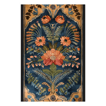 Premium Botanical Floral Wool Rug with Classic Design Hand Tufted Area Rug for Artistic Interiors