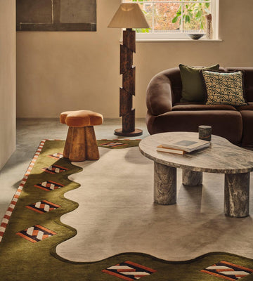 Atticus Modern Hand Tufted Sculpted Border Design Rug Luxury Wool Area Rug for Living Room and Bedroom Decor