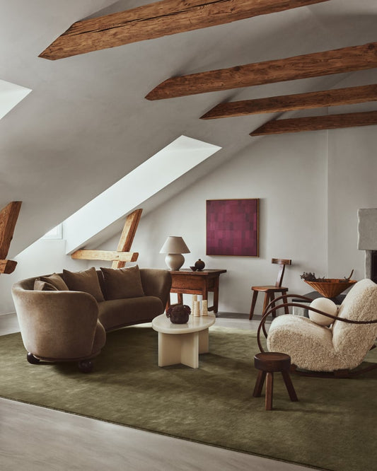 Hand Tufted Wool Rug – Moss Green Solid Minimalist Carpet, Soft Luxury Modern Area Rug