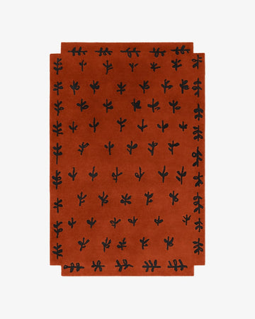 Big Buds Wool Rug – Hand Tufted Abstract Rust Orange Contemporary Carpet