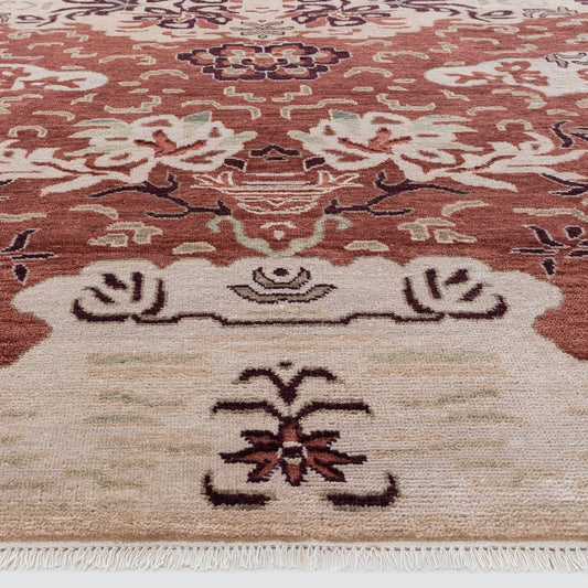 Tibetan Hand Knotted Classic Symmetrical Motif Area Rug