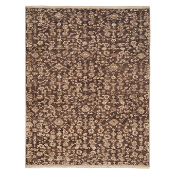 Rogue Hand Knotted Classic Floral Motif Rug in Earthy Neutrals