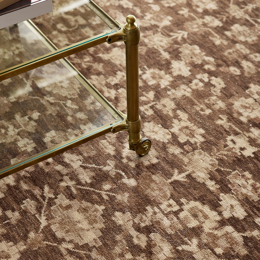Rogue Hand Knotted Classic Floral Motif Rug in Earthy Neutrals