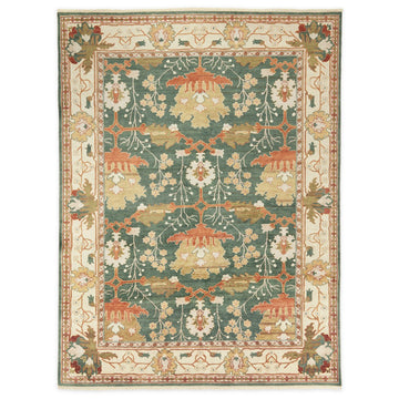 Fleur Hand Knotted Elegant Floral Pattern Rug in Earthy Tones