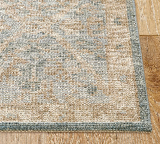 Kingsley Hand Knotted Neutral Diamond Pattern Rug
