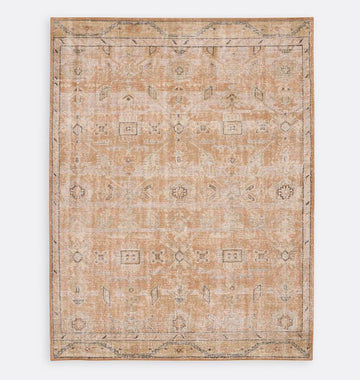 Rosina Hand Knotted Peach Beige Vintage Distressed Rug