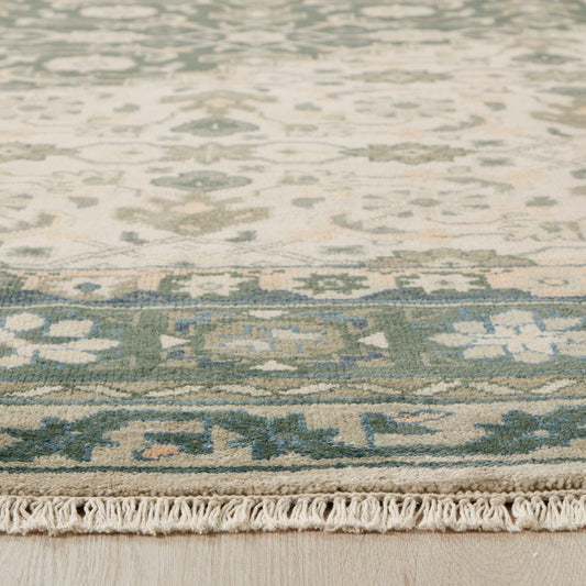 Everly Hand Knotted Antique Look Botanical Pattern Rug