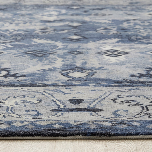 Lapis Hand Knotted Modern Oriental Distressed Design Rug