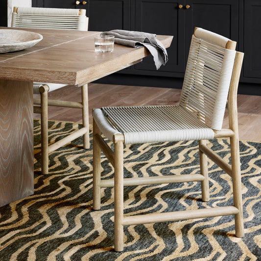 Tiger Stripe Hand Knotted Modern Wavy Line Design Rug