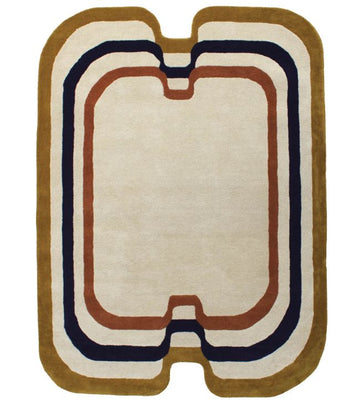 Handmade Tufted Rug, Abstract Border Rug, Modern Area Rug, Luxury Minimalist Carpet