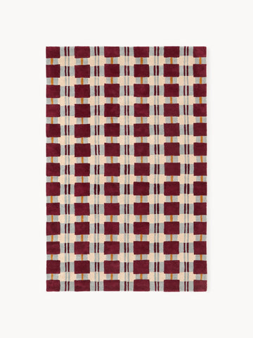 Handmade Modern Rug, Plaid Checkered Carpet, Geometric Design Rug, Home Decor
