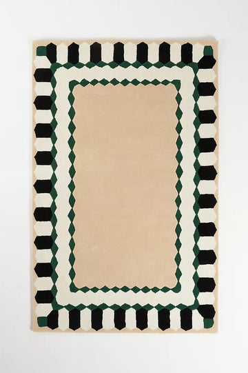 Handmade Modern Rug, Bold Frame Design Rug, Geometric Area Rug, Designer Carpet