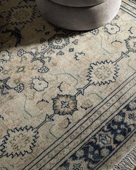 Vercelli Hand Knotted Soft Neutral Pattern Wool Rug