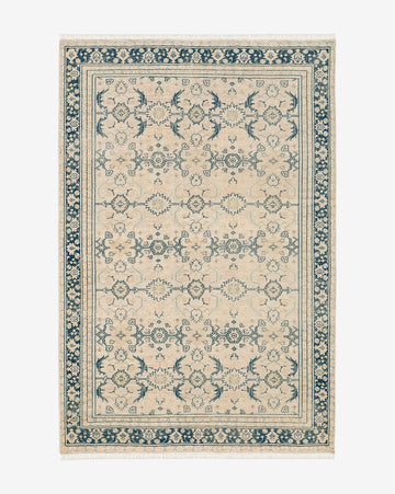 Vercelli Hand Knotted Soft Neutral Pattern Wool Rug