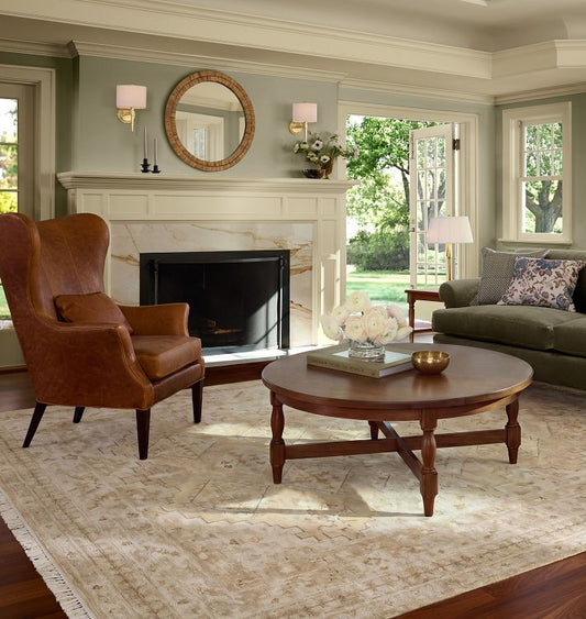 Tallulah Hand Knotted Elegant Ivory Geometric Rug