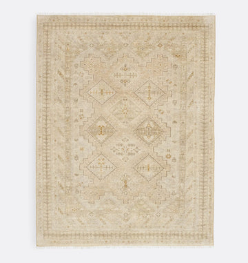 Tallulah Hand Knotted Elegant Ivory Geometric Rug