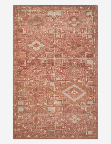 Ihsan Hand Knotted Terracotta Diamond Pattern Carpet