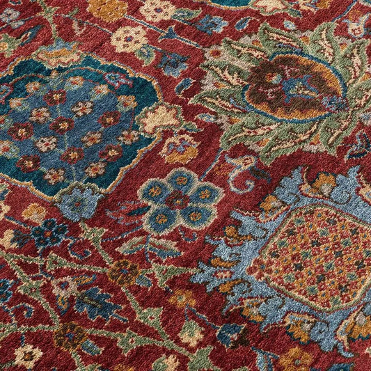 Hand Knotted Oriental Rug, Burgundy Floral Wool Carpet, Luxury Handmade Rug