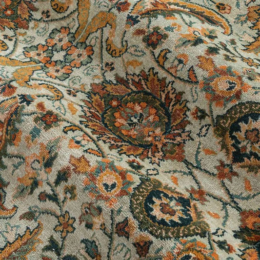 Hand Knotted Luxury Persian Rug, Ivory Floral Wool Carpet, Classic Oriental Decor