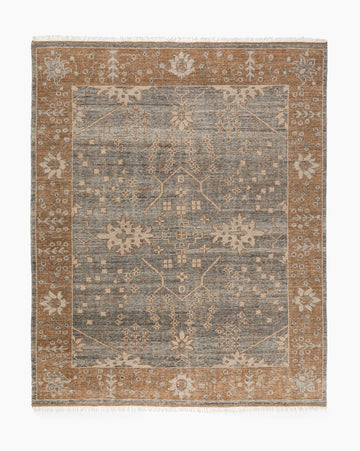 Elison Hand Knotted Wool Rug – Grey & Brown Vintage Area Rug