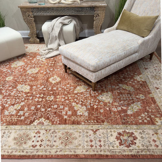 Artisan Hand Knotted Wool Rug – Rustic Red Living Room Carpet