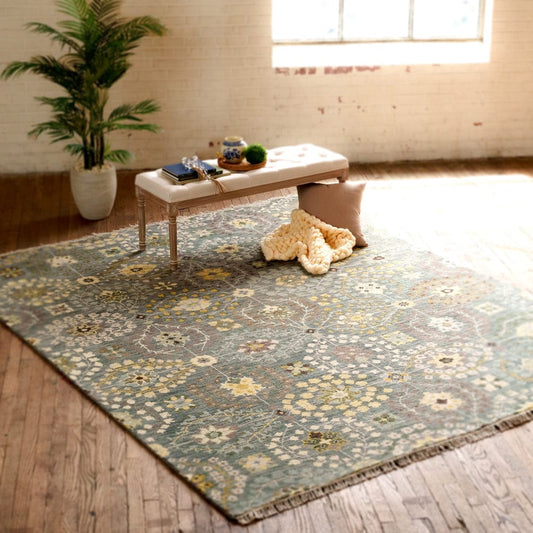 Traditional Hand Knotted Wool Rug – Vintage Garden Pattern Area Rug