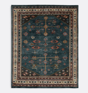 Keyton Traditional Hand Knotted Kazak Rug – Navy Blue Wool Carpet