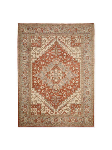 Alcova Hand Knotted Heriz Wool Rug – Rust & Ivory Traditional Area Rug